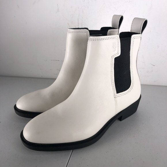 Uggs White Leather Waterproof Emmeth Jasmine Boots Womens Size US 5.5 Shoes - Picture 2 of 10